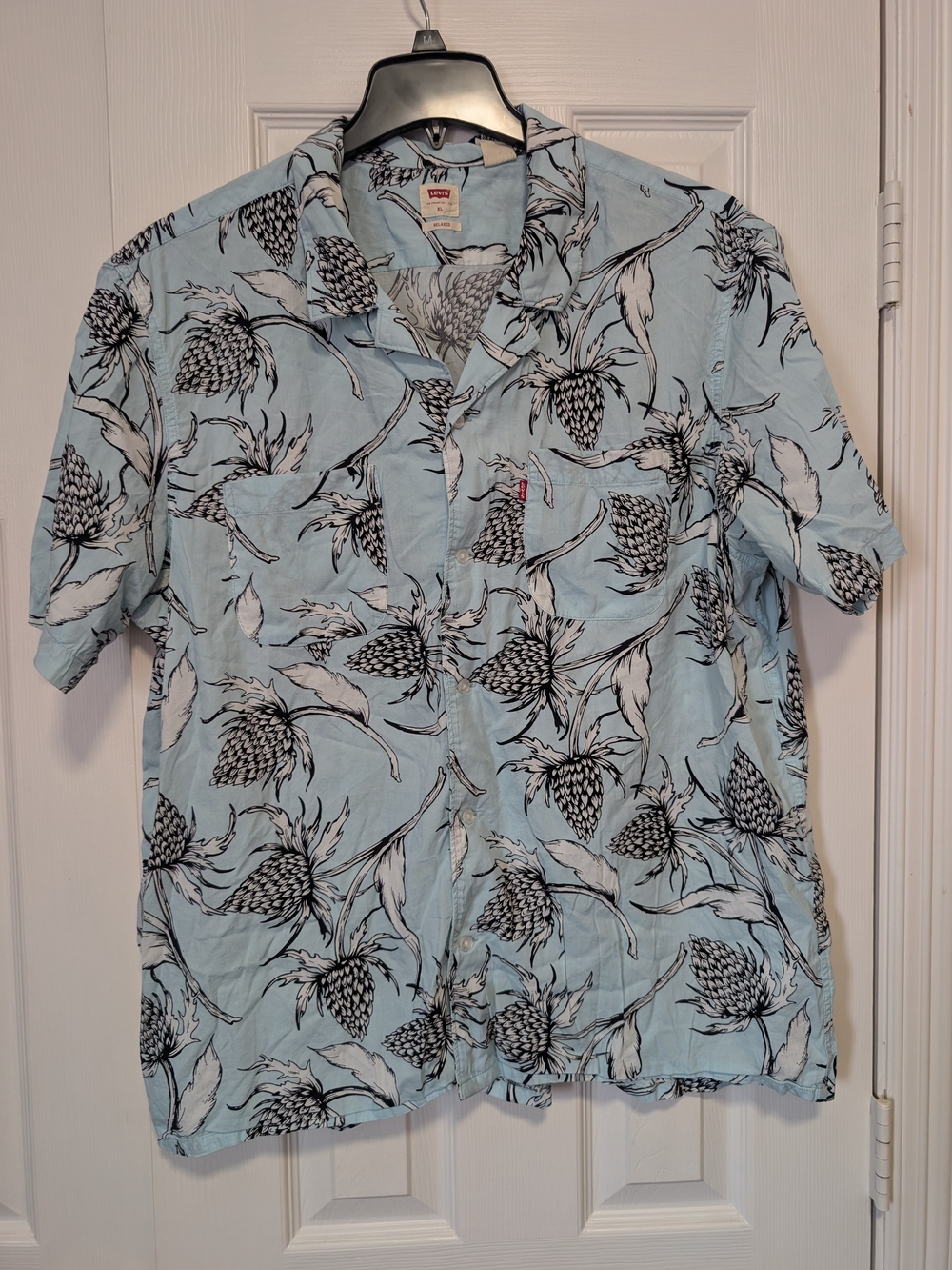 Levi's Light Blue Short-Sleeve Botanical Print Camp Shirt